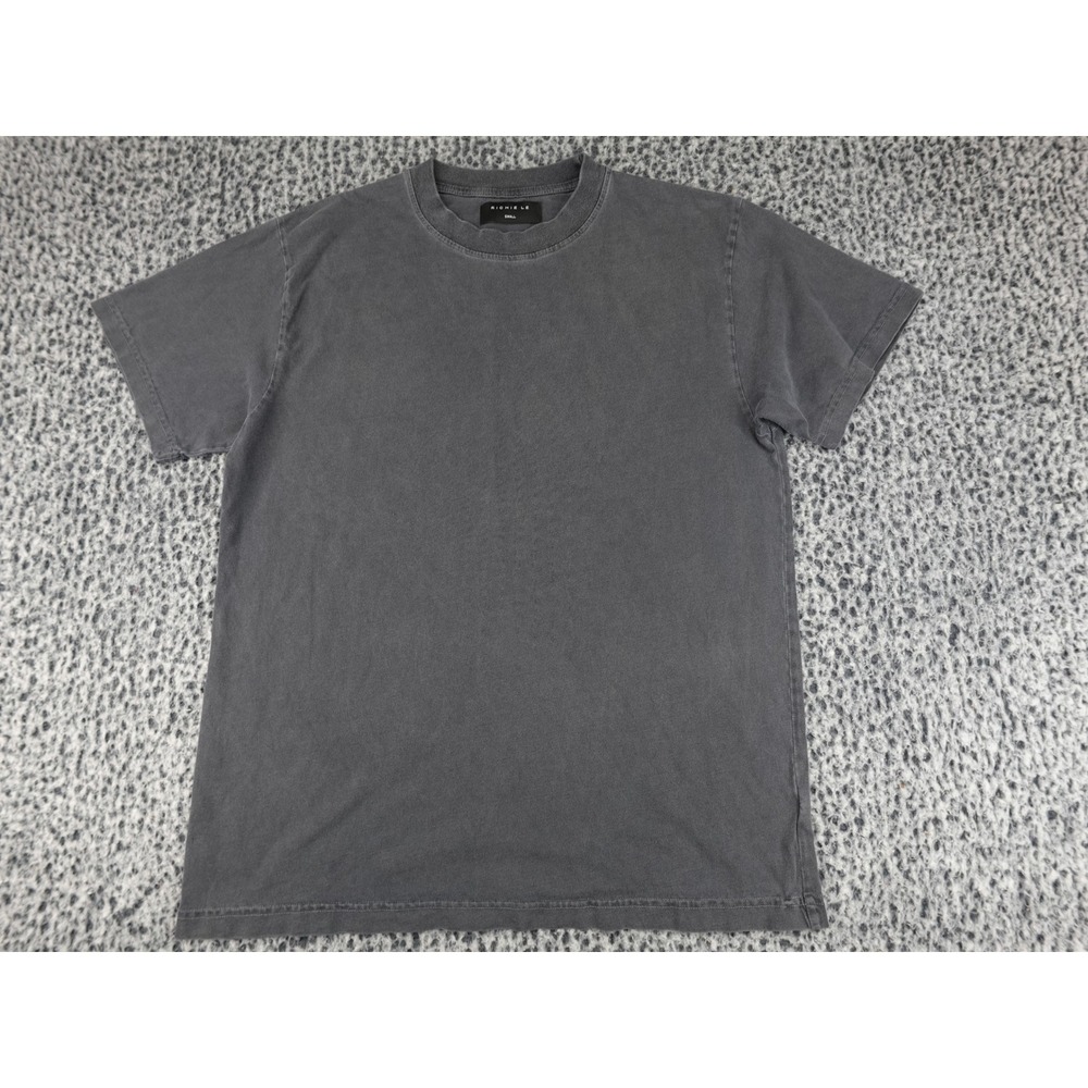 Richie Le T-Shirt Mens Small Charcoal Grey Washed Boxy Heavyweight Cotton